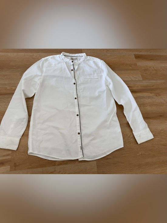 Zara Other - Zara White Grandad-Collar Casual Button-Down Shirt